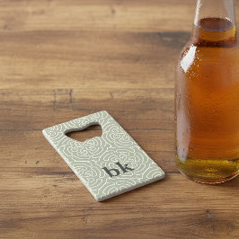 Abrebotellas De Tarjeta De Crédito Patrón verde sabio moderno monogramado