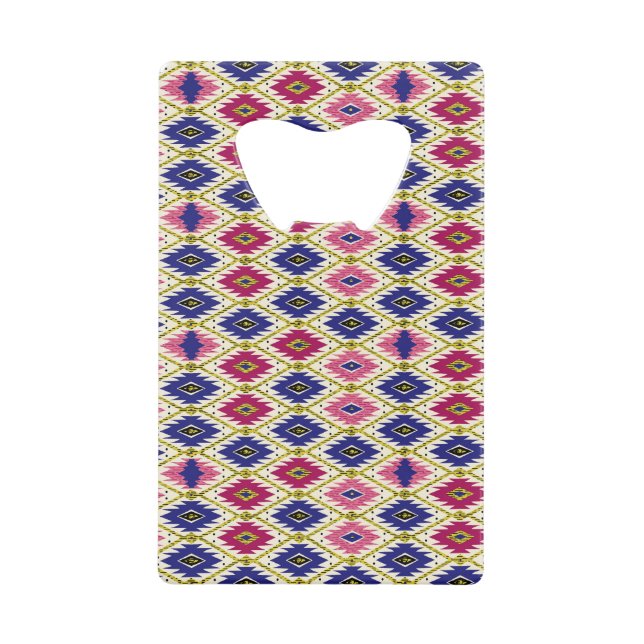 Abrebotellas De Tarjeta De Crédito Patrones geométricos: Ilustra textil tradicional (Anverso)