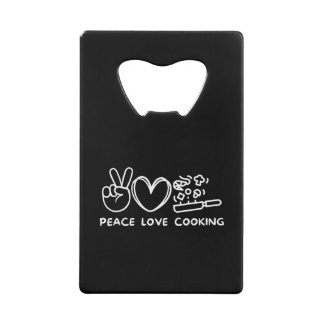 Abrebotellas De Tarjeta De Crédito Peace, Love Cooking Retro Cooking Lover Chef Food 