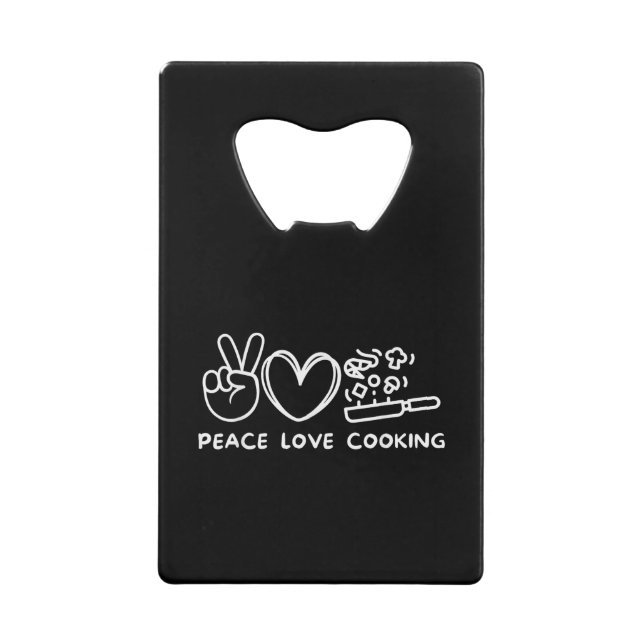 Abrebotellas De Tarjeta De Crédito Peace, Love Cooking Retro Cooking Lover Chef Food  (Anverso)