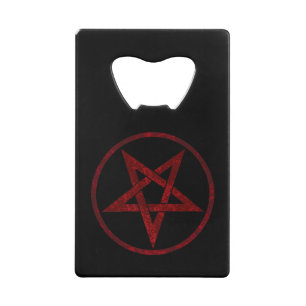 Abrebotellas De Tarjeta De Crédito Pentagram del diablo Rojo