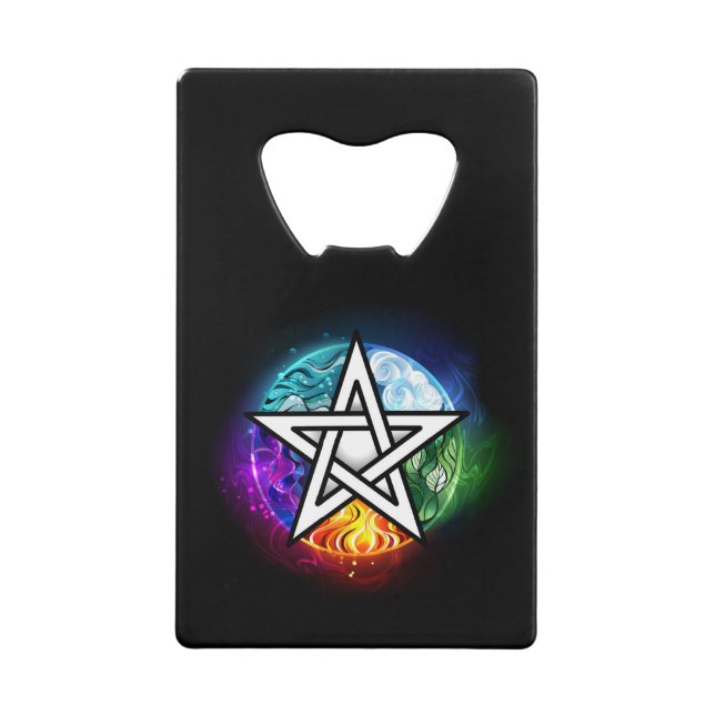 Abrebotellas De Tarjeta De Crédito Pentagrama de Wiccan (Anverso)