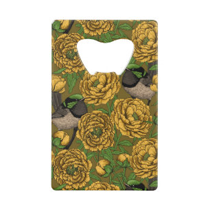 Abrebotellas De Tarjeta De Crédito Peonies y wrens