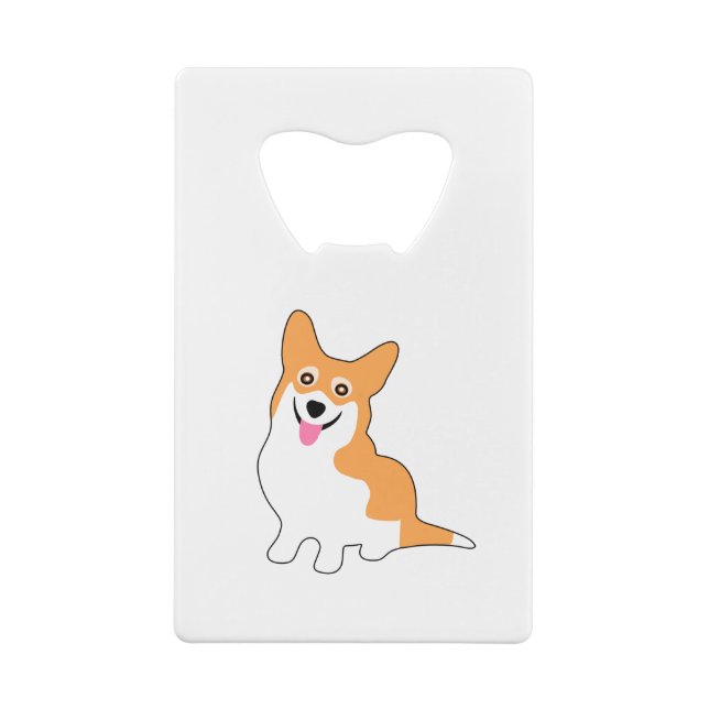 Abrebotellas De Tarjeta De Crédito Perrito sonriente lindo del Corgi Galés (Reverso)