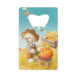 Abrebotellas De Tarjeta De Crédito Perro agricultor con calabaza