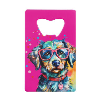Abrebotellas De Tarjeta De Crédito Perro con Gafas