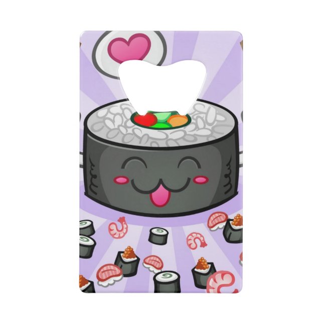 Abrebotellas De Tarjeta De Crédito Personaje de dibujos animados del sushi que come (Anverso)