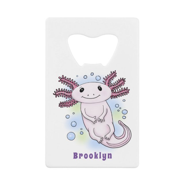 Abrebotellas De Tarjeta De Crédito Personalizado axolotópico rosa adorable (Anverso)