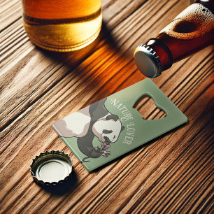 Abrebotellas De Tarjeta De Crédito Personalizado Cute Panda Nature Lover Cherry Bloss