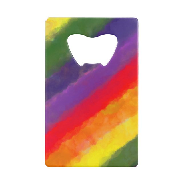 Abrebotellas De Tarjeta De Crédito Personalizado de acuarela arcoiris (Anverso)