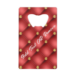 Abrebotellas De Tarjeta De Crédito Personalizado de diamante dorado tufado Textos Abr