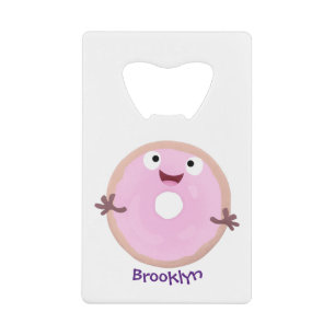 Abrebotellas De Tarjeta De Crédito Personalizado de donut rosa alegre y brillante