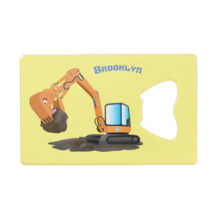 Abrebotellas De Tarjeta De Crédito Personalizado de excavadora de naranja cúpula