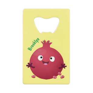Abrebotellas De Tarjeta De Crédito Personalizado de frutas pomegranadas alegres