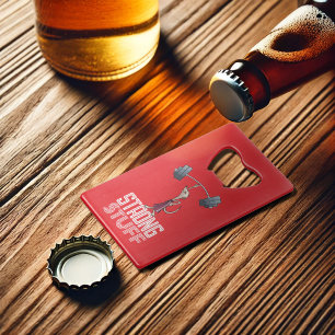Abrebotellas De Tarjeta De Crédito Personalizado de Halterofilia Cute Meerkat Strong 