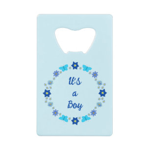 Abrebotellas De Tarjeta De Crédito Personalizado de mariposas y flores Blue Baby Boy