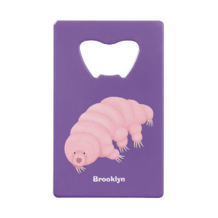 Abrebotellas De Tarjeta De Crédito Personalizado de oso de agua tardígrado rosa y sua