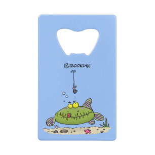 Abrebotellas De Tarjeta De Crédito Personalizado de pescadores de peces gordos y hamb