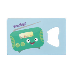 Abrebotellas De Tarjeta De Crédito Personalizado de radio retro alegre y gracioso