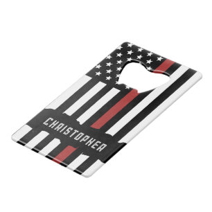 Abrebotellas De Tarjeta De Crédito Personalizado delgado de la línea roja bandera de