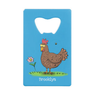Abrebotellas De Tarjeta De Crédito Personalizado divertido de pollo rústico y caprich