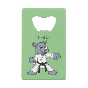 Abrebotellas De Tarjeta De Crédito Personalizado lindo rhino kung fu personalizado