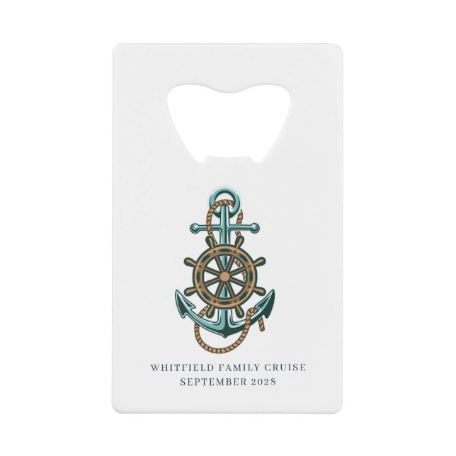 Abrebotellas De Tarjeta De Crédito Personalizado Nautical Anchor (Anverso)