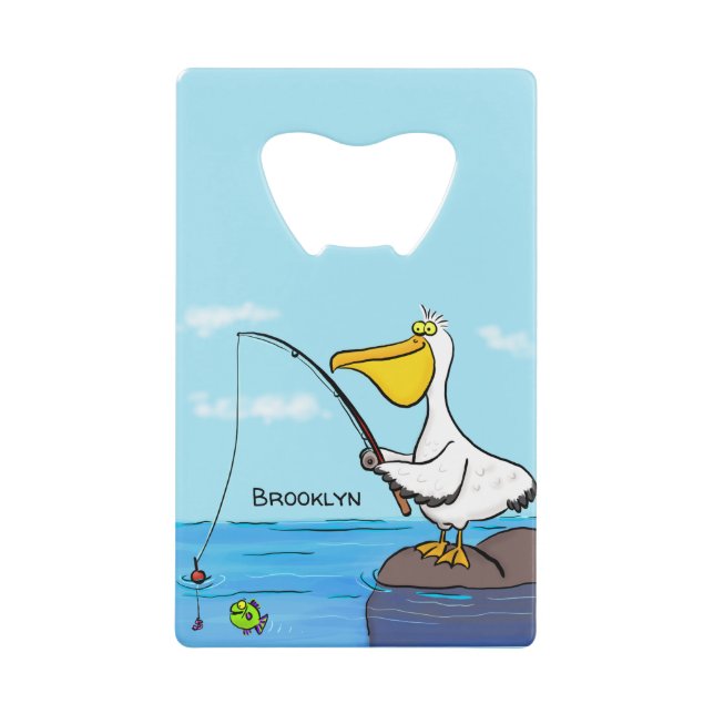 Abrebotellas De Tarjeta De Crédito Personalizado pelícano de pesca divertida (Anverso)