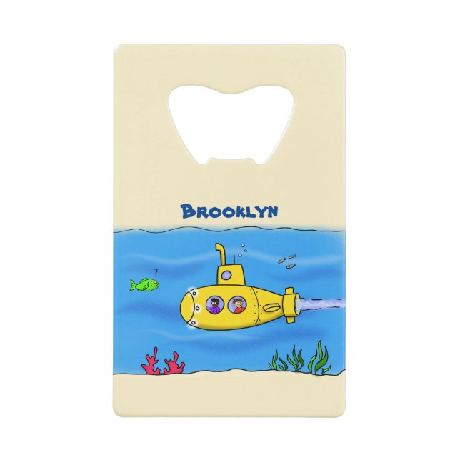 Abrebotellas De Tarjeta De Crédito Personalizado submarino feliz (Anverso)