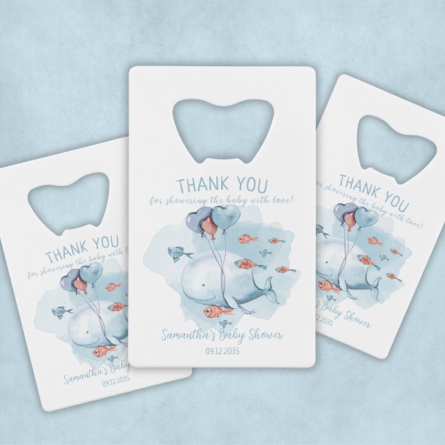 Abrebotellas De Tarjeta De Crédito Personalizado Whale Boy Baby Shower Guest Gracias (Custom Whale Boy Baby Shower Guest Thank You Credit Card Bottle Opener
)