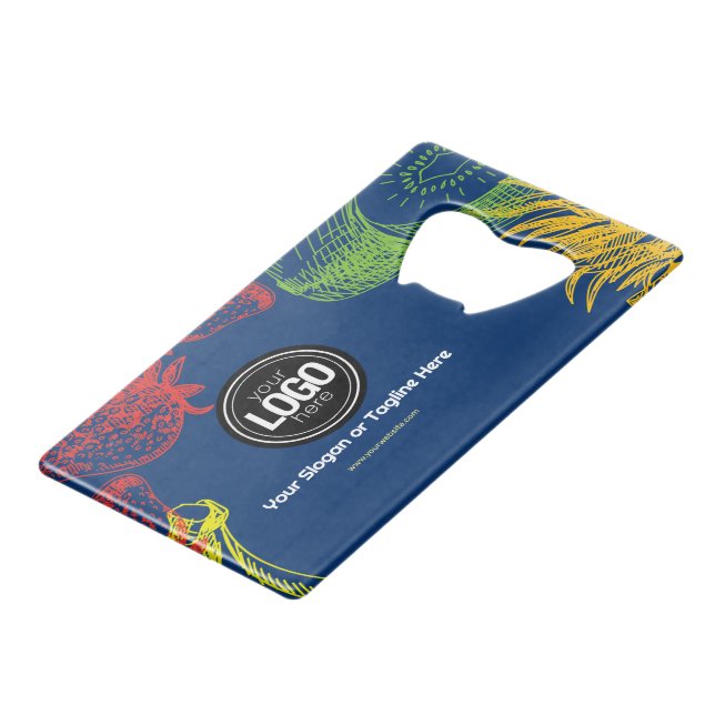 Abrebotellas De Tarjeta De Crédito Personalizar negocio | Empresa de frutas tropicale (Ángulo frontal)