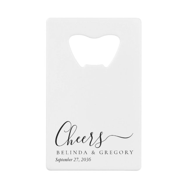 Abrebotellas De Tarjeta De Crédito Personalized Wedding Gifts Black White Cheers (Anverso)