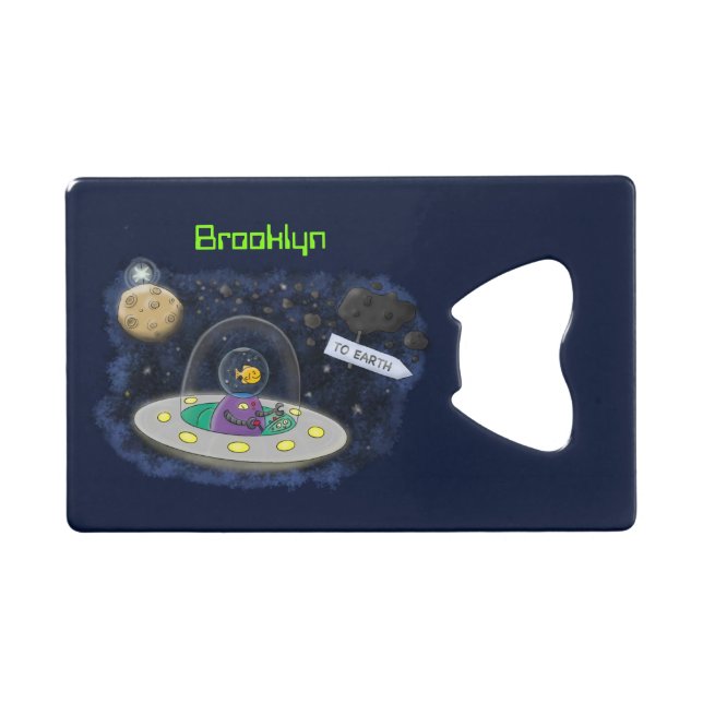 Abrebotellas De Tarjeta De Crédito Pescado alegre lindo del ilustracion del personali (Anverso (Horizontal))