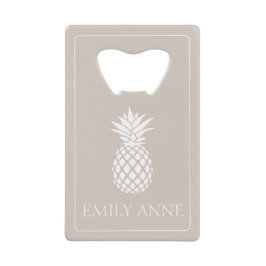 Abrebotellas De Tarjeta De Crédito Piña Blanca Elegante sobre Beige