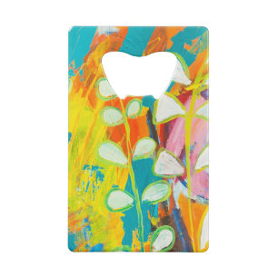 Abrebotellas De Tarjeta De Crédito Pintado Acrílico Floral Multicolores Resumen
