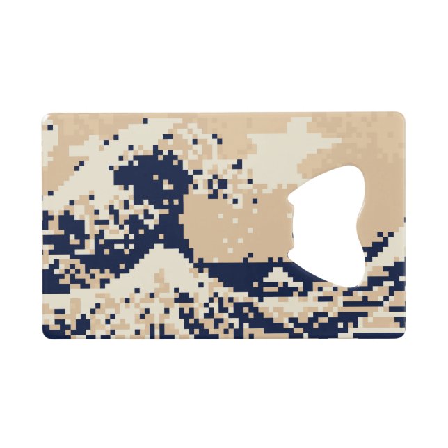 Abrebotellas De Tarjeta De Crédito Pixel Tsunami 8 bits arte de píxeles (Reverso Horizontal)