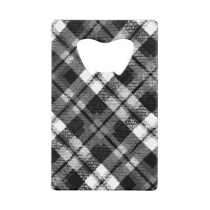Abrebotellas De Tarjeta De Crédito Plaid Check Tartan Black White Farmhouse Moderno