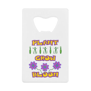 Abrebotellas De Tarjeta De Crédito Plant Groom Bloom Cita Flores rosadas Texto amaril
