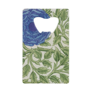 Abrebotellas De Tarjeta De Crédito Planta con una flor azul (w/c en el papel)
