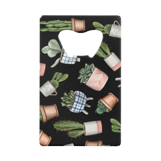 Abrebotellas De Tarjeta De Crédito Plantas Hogares de Acuarela Sin Marea Negra (Anverso)