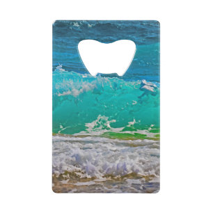 Abrebotellas De Tarjeta De Crédito Playa Calmadora Turquesa Waves Art