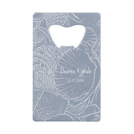 Abrebotellas De Tarjeta De Crédito Playa costera azul turquesa de la concha marina