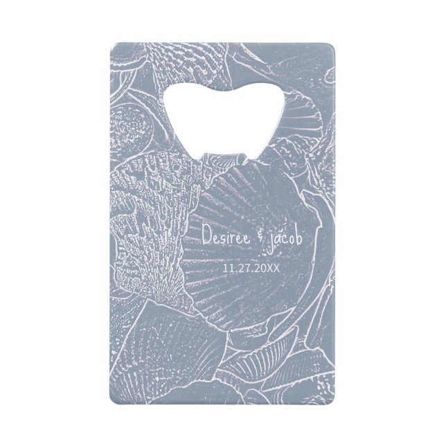 Abrebotellas De Tarjeta De Crédito Playa costera azul turquesa de la concha marina (Anverso)