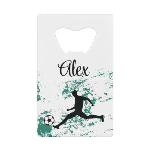 Abrebotellas De Tarjeta De Crédito Playing soccer graphic black