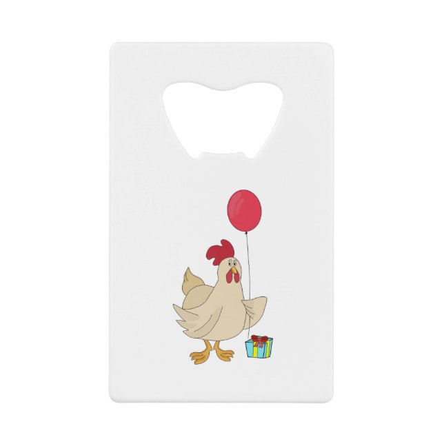 Abrebotellas De Tarjeta De Crédito Pollo de cumpleaños feliz (Anverso)