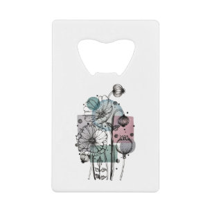 Abrebotellas De Tarjeta De Crédito Poppies Doodle En Tinta Y Acuarela