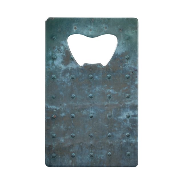 Abrebotellas De Tarjeta De Crédito Puerta Metalizado deslucida del viejo cobre españo (Anverso)