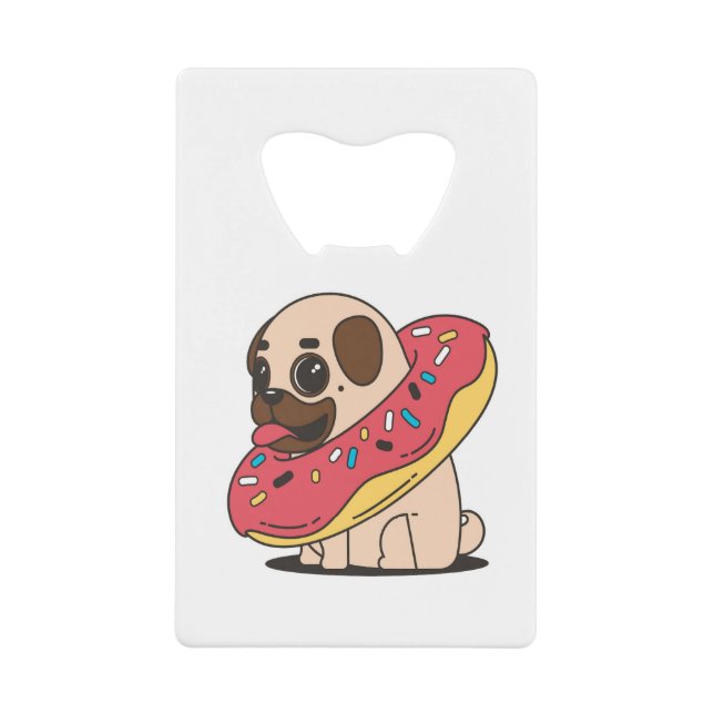 Abrebotellas De Tarjeta De Crédito pug donut (Anverso)