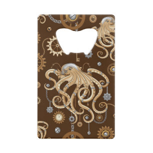 Abrebotellas De Tarjeta De Crédito Pulpo Steampunk Retro Fantasía Mecánica
