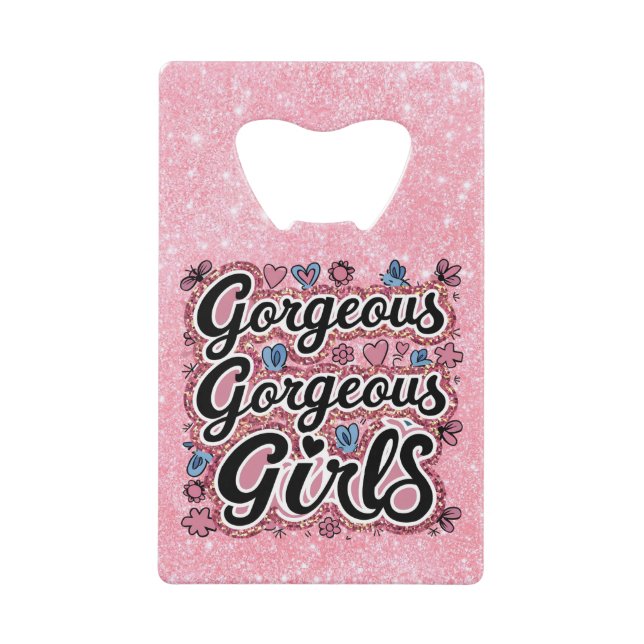 Abrebotellas De Tarjeta De Crédito Purpurina magnífico doodle de chicas (Anverso)